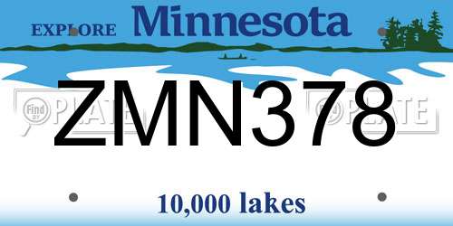 ZMN378 Minnesota License Plate