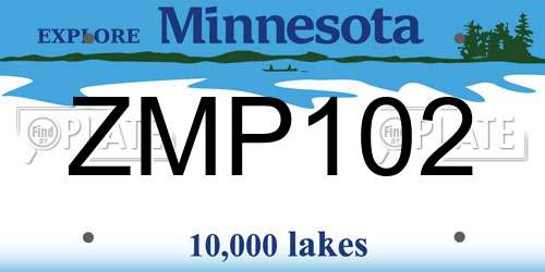 ZMP102 Minnesota License Plate