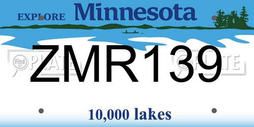 ZMR139 Minnesota License Plate