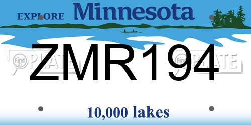 ZMR194 Minnesota License Plate