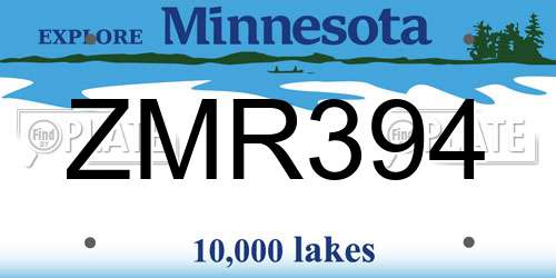 ZMR394 Minnesota License Plate