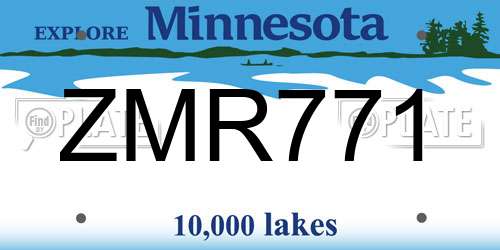 ZMR771 Minnesota License Plate