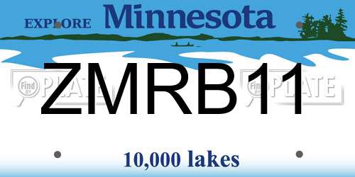 ZMRB11 Minnesota License Plate