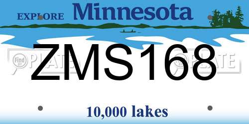 ZMS168 Minnesota License Plate