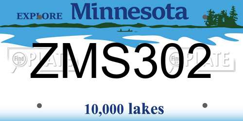 ZMS302 Minnesota License Plate