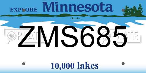 ZMS685 Minnesota License Plate