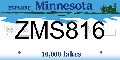 ZMS816 Minnesota License Plate