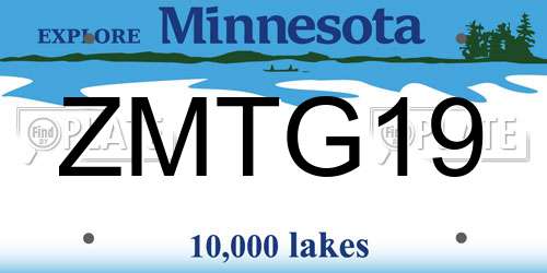ZMTG19 Minnesota License Plate