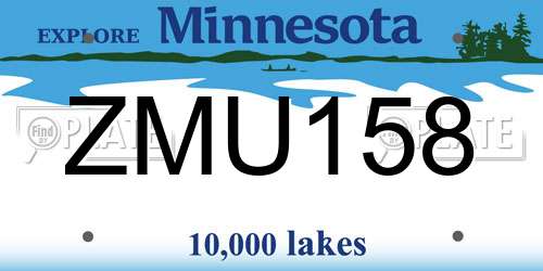 ZMU158 Minnesota License Plate