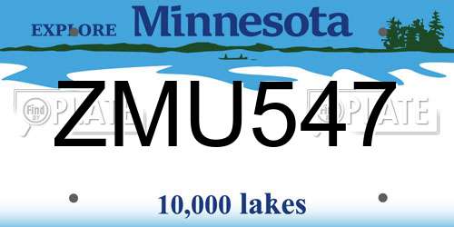 ZMU547 Minnesota License Plate