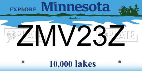 ZMV23Z Minnesota License Plate