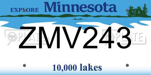 ZMV243 Minnesota License Plate