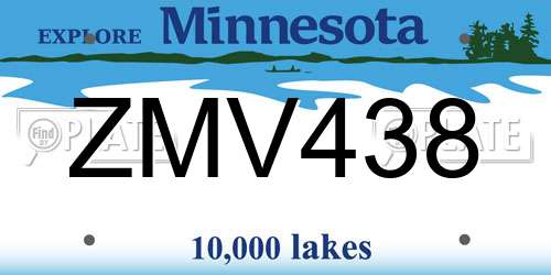 ZMV438 Minnesota License Plate