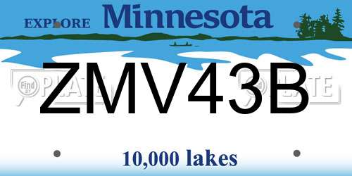 ZMV43B Minnesota License Plate