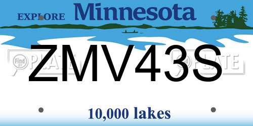 ZMV43S Minnesota License Plate