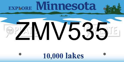 ZMV535 Minnesota License Plate