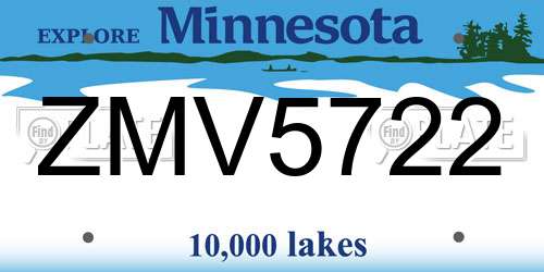 ZMV5722 Minnesota License Plate