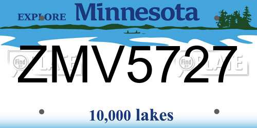 ZMV5727 Minnesota License Plate