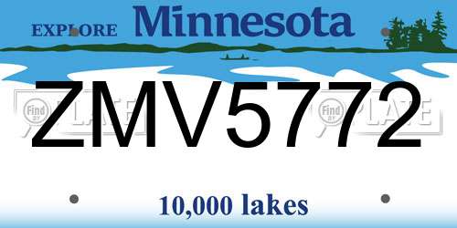 ZMV5772 Minnesota License Plate