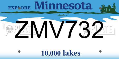 ZMV732 Minnesota License Plate