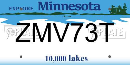 ZMV73T Minnesota License Plate