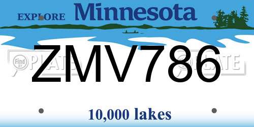 ZMV786 Minnesota License Plate