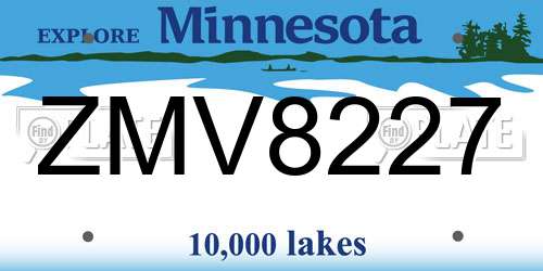 ZMV8227 Minnesota License Plate
