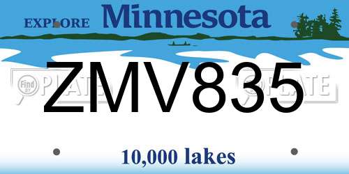 ZMV835 Minnesota License Plate
