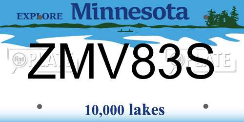 ZMV83S Minnesota License Plate