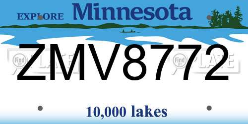 ZMV8772 Minnesota License Plate