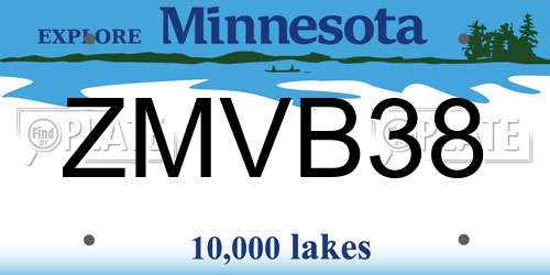 ZMVB38 Minnesota License Plate