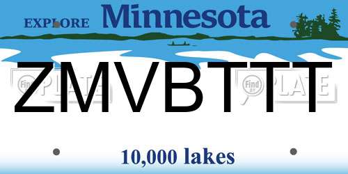 ZMVBTTT Minnesota License Plate