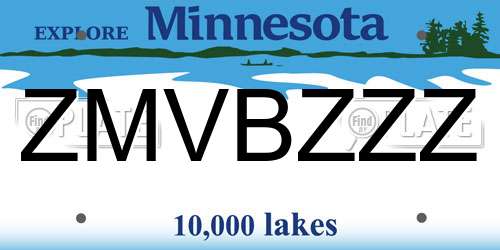 ZMVBZZZ Minnesota License Plate