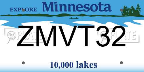 ZMVT32 Minnesota License Plate