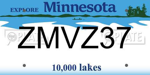 ZMVZ37 Minnesota License Plate