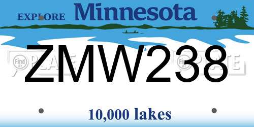 ZMW238 Minnesota License Plate