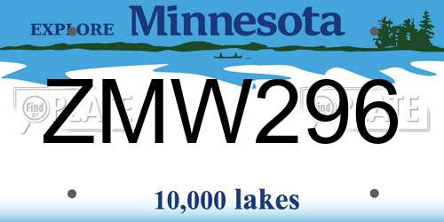 ZMW296 Minnesota License Plate