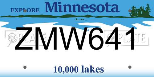 ZMW641 Minnesota License Plate