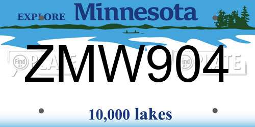 ZMW904 Minnesota License Plate