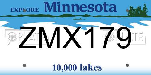 ZMX179 Minnesota License Plate