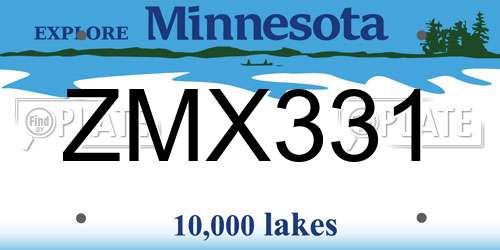 ZMX331 Minnesota License Plate