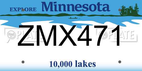 ZMX471 Minnesota License Plate