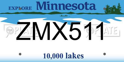 ZMX511 Minnesota License Plate