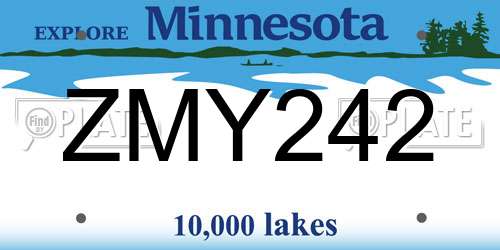 ZMY242 Minnesota License Plate