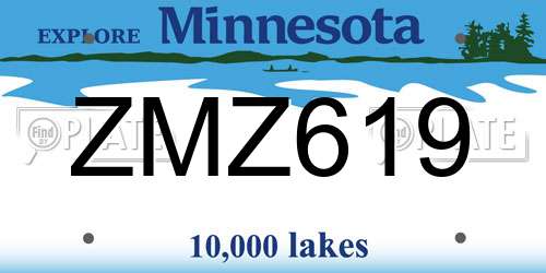 ZMZ619 Minnesota License Plate