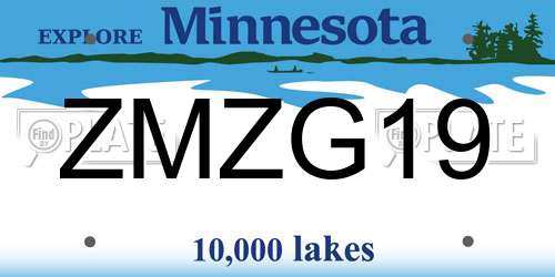 ZMZG19 Minnesota License Plate