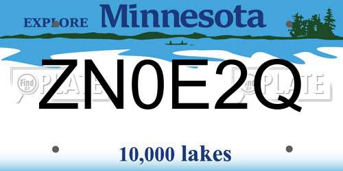 ZN0E2Q Minnesota License Plate