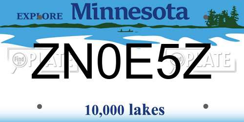 ZN0E5Z Minnesota License Plate