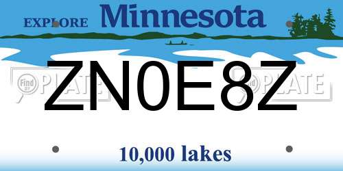 ZN0E8Z Minnesota License Plate