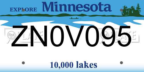 ZN0V095 Minnesota License Plate